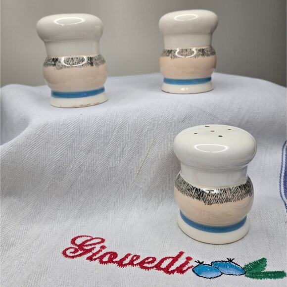 Ceramic Chef Head Spice Shakers Set - Allspice Cinnamon Paprika - Picture 2 of 7